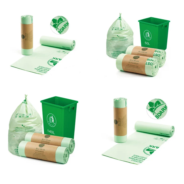Low MOQ Eco Friendly 100% Biodegradable Cornstarch PLA PBAT Based Bags Garbage Trash Custom Printed Compostable