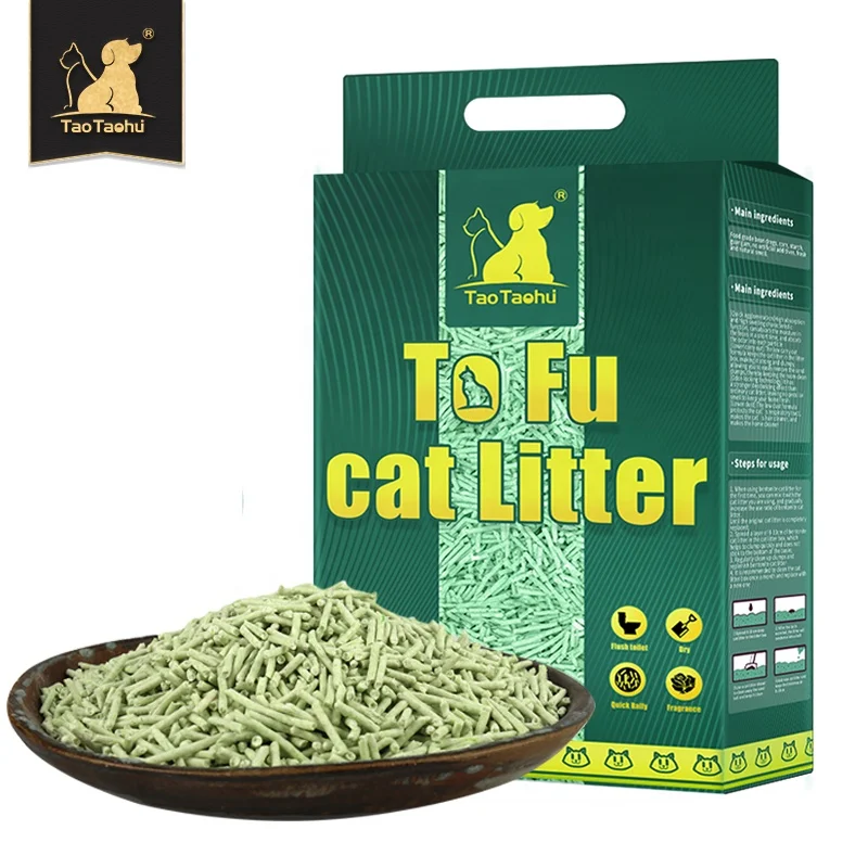 Green Tea Apple smell flushable bean curd cat sand Ultra Clumping lightweight Strip Tofu Cat Litter