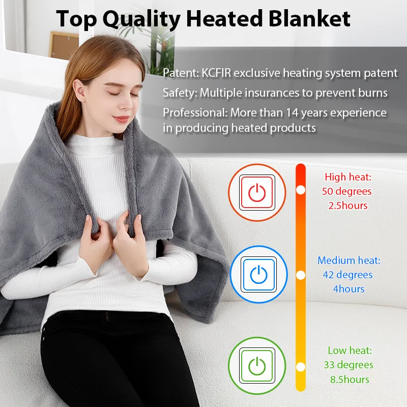 Customized USB Heated Blanket Washable Fleece Electric Throw for Winter Thermal Equipment