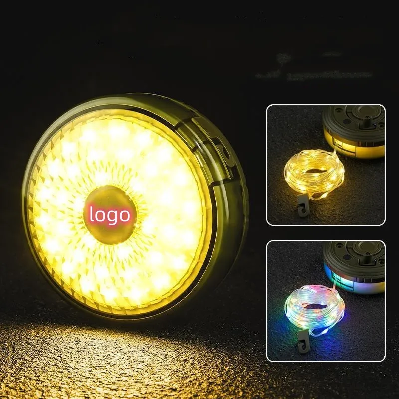 Multifunctional LED camping light USB charging outdoor tent colorful atmosphere string light tape measure Store camping lanterns