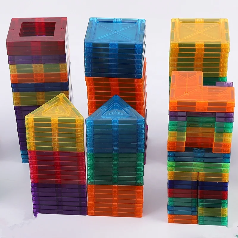 3D DIY Construction Toys Plastic Magnetic Building Blocks Set Magnetic Tiles Magnet Kids Toys Color Box