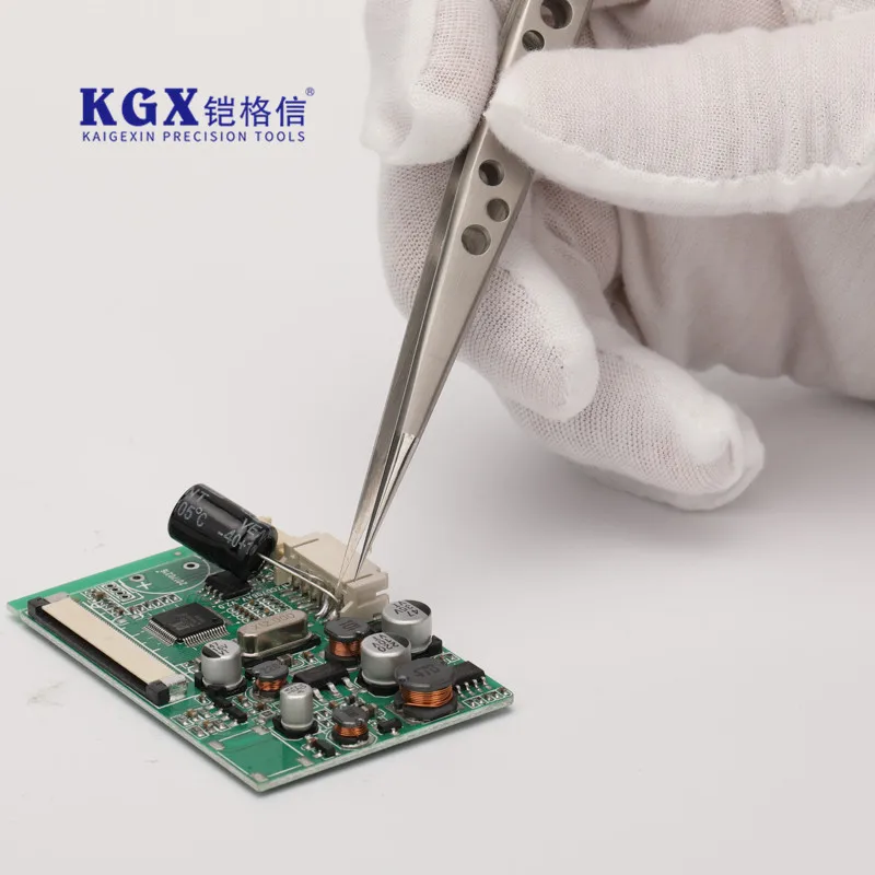 Kaigexin K-912 hand-polished Craft 201 hole stainless steel tweezers