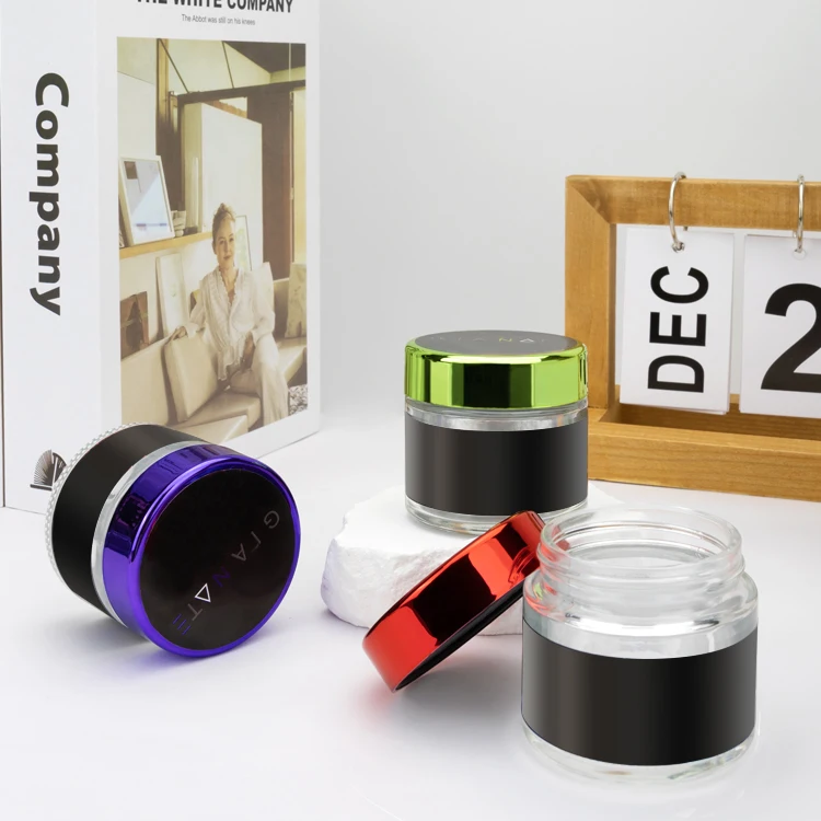 Child Resistant Smooth Push Down & Turn 2oz Straight Sided Clear Glass Jars with Custom Label