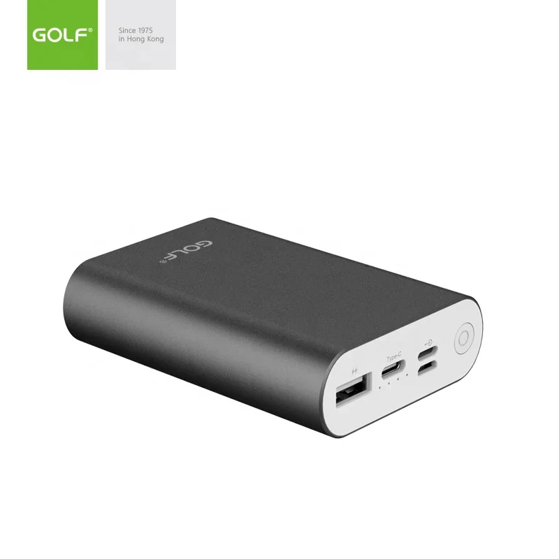 GOLF Aluminium Slim Power Bank Type C Lighting Polymer External Battery Charger Customized Metal Mini Power Bank 10000mah