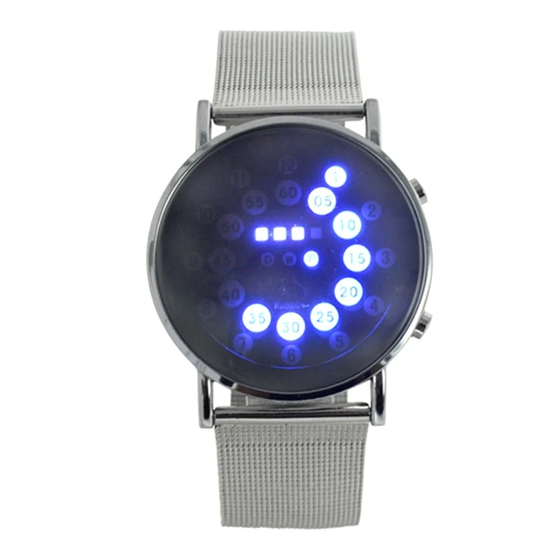 LED Fashion Cool Digital Watch Men Watches Luxury Mesh Binary Watches Male Digital Hour Clock Montre Homme Masculino Relojes