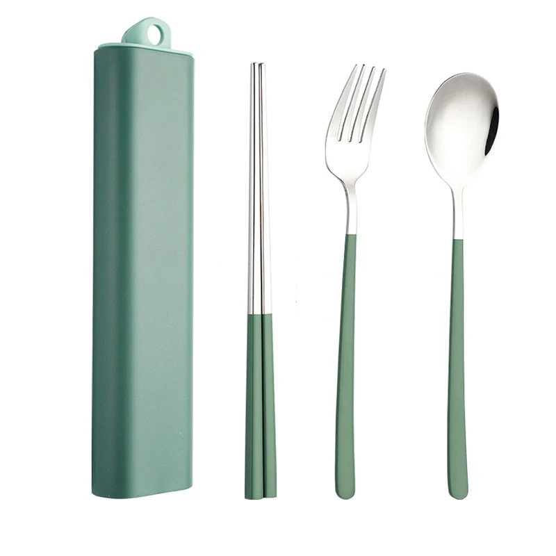 New 304 Stainless Steel Portable Tableware Creative Spoon Fork Chopsticks Set Travel Camping Cutlery
