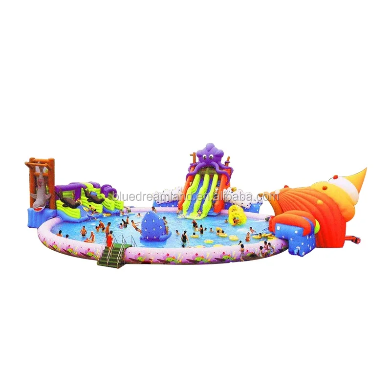 Amusement Park Outdoor Ice World Kids Inflatable Water Park Equipment on the Land