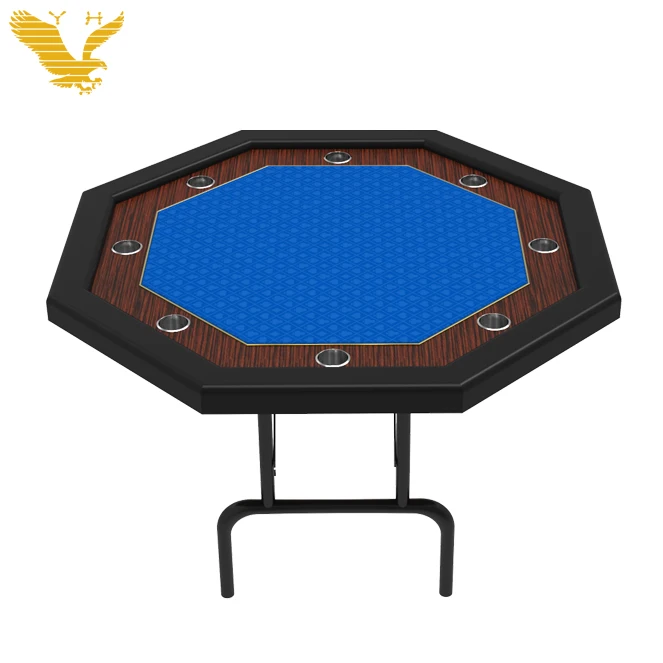 YH Wholesale Octagon Shaped Strong Folding Legs Gambling Poker Card Table With Felt Mat