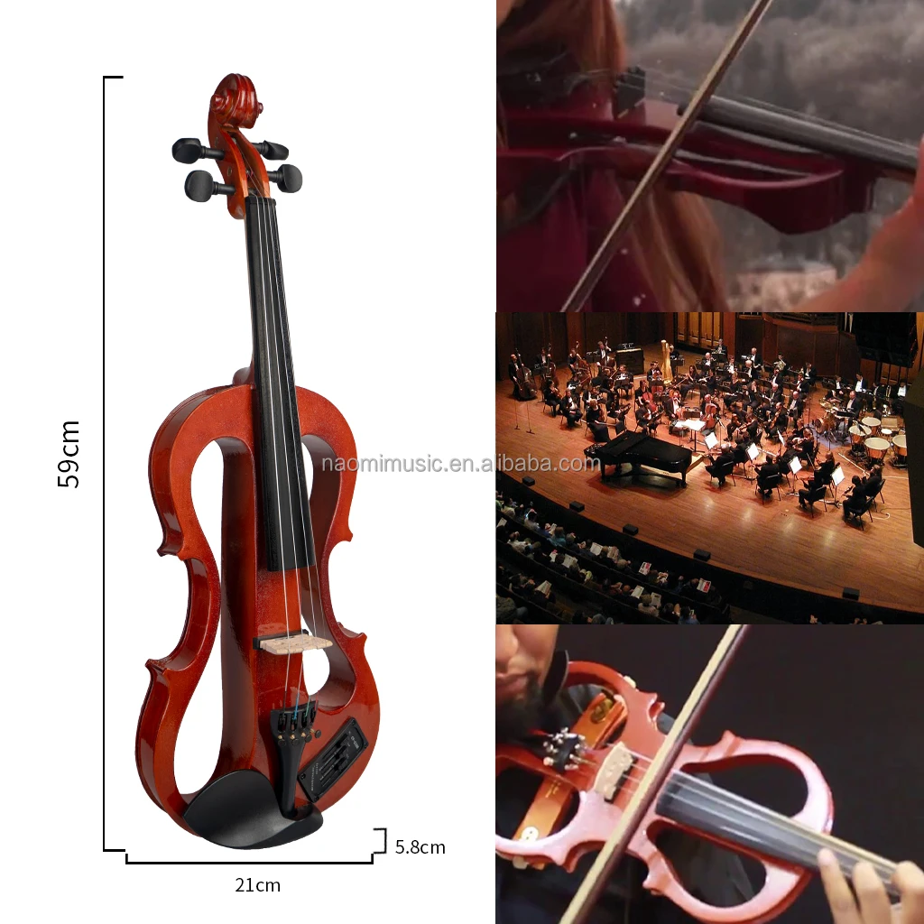 NAOMI 4/4 Size Electric Violin Kit Silent Electric Solid Wood Violin With EQ