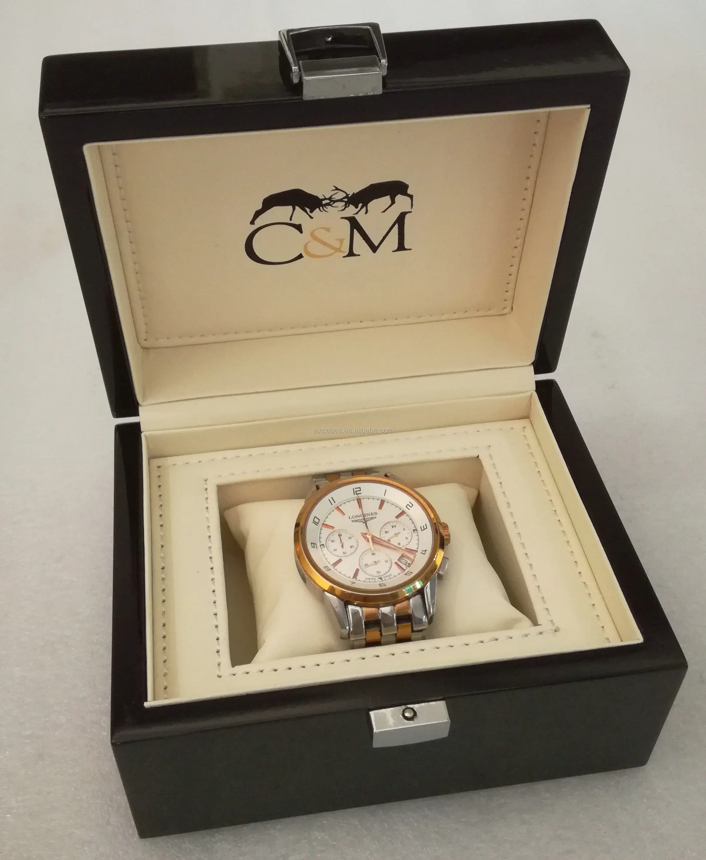 luxury wooden box watch wooden watch box black custom logo  for single watch hot sell From Nanhai,Foshan,Guangdong,China