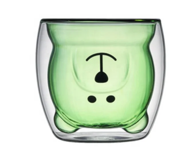 Hot Sale High Borosilicate Double Wall Coffee Glass Bear Cheap Heat Resistant Tea Mug