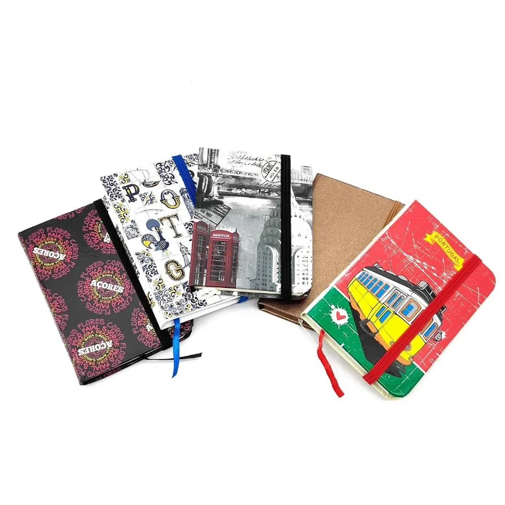 
Eco friendly custom paper cover blank pocket notebook with elastic belt 