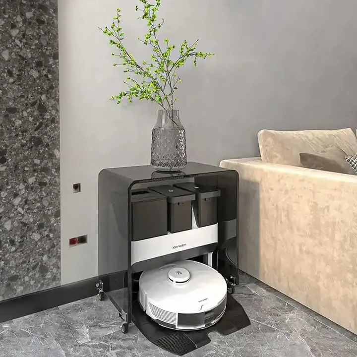 Colored acrylic side table with modern personalized design, organic glass coffee round table, bedroom customizable