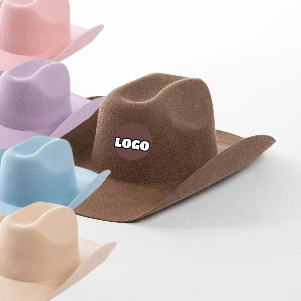 Custom embroidered western jazz felt pro cowboy cow boy cowgirl fedora felt hats supplier For men adult