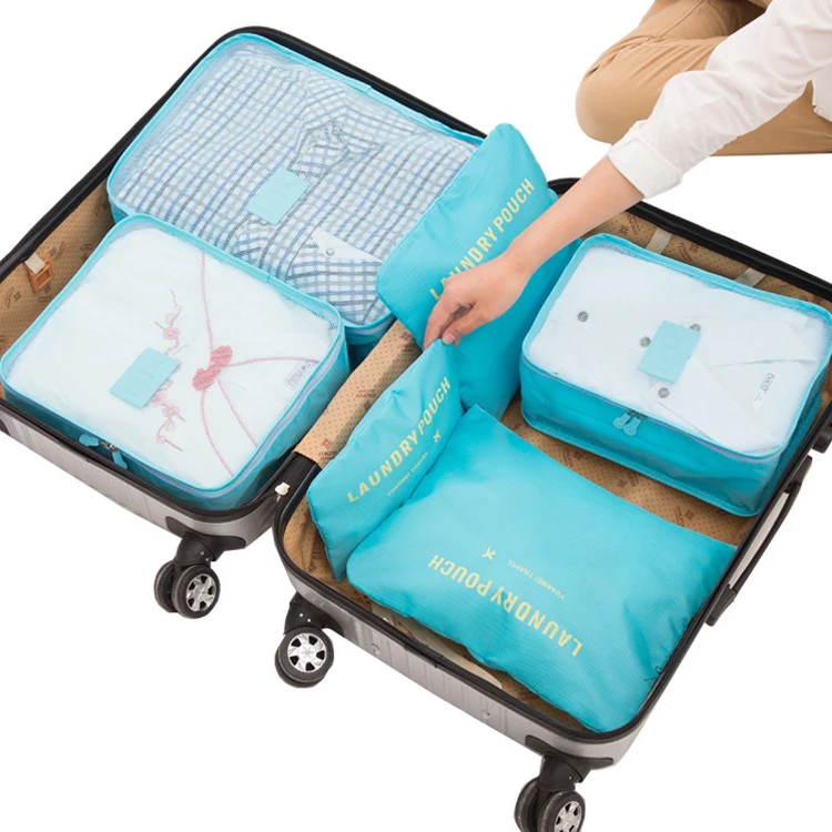 Custom Personalized 6 Piece Travel Organizers Storage Bag Luggage Packing Cubes Set For Suitcase