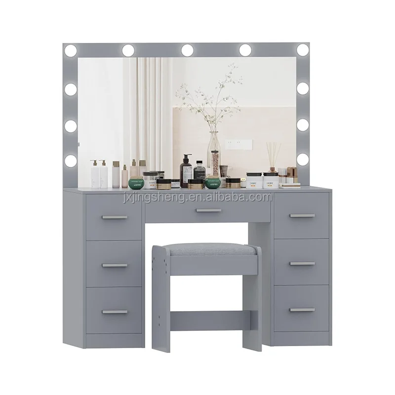 New fashion factory wholesale customized cheap makeup vanity desk with mirror and lights