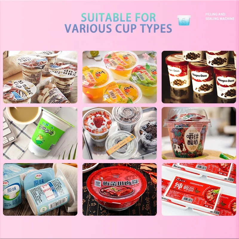mini cup jelly filling and sealing machine juice mik liquid sauce small mineral water cups filling and sealing machine