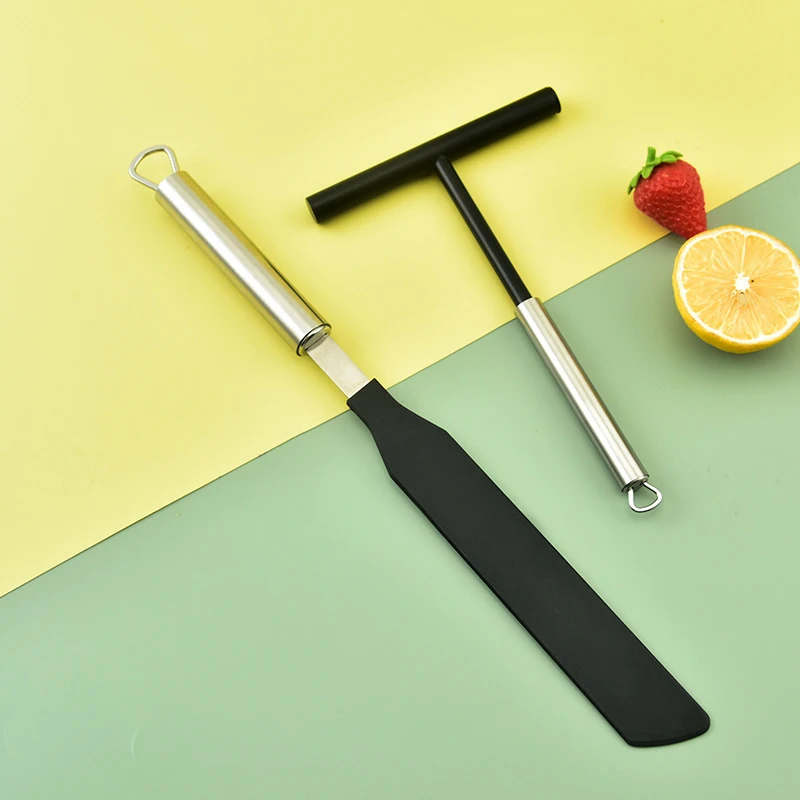 High Quality 304 Stainless Steel Nylon Scraper Customized Jam Spatula For Cream Confectionery Cakes