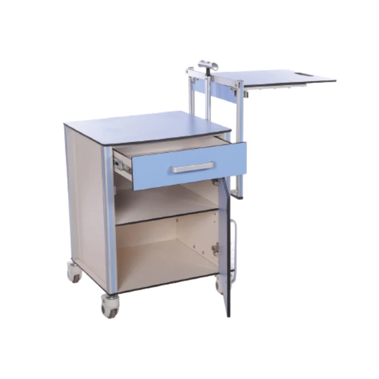 China Manufacturer Factory Direct Price Medical Overbed Cabinet Bedside Cabinet with Table