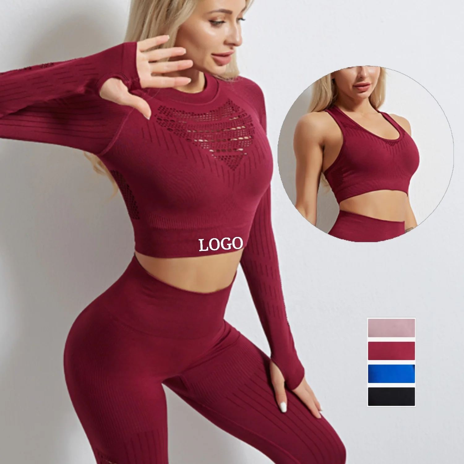 Women Gym Clothing Sport Suit-Workout Sportswear Quick-Drying Fitness Suit - Women Active Wear Sets Skinny Seamless Yoga Set