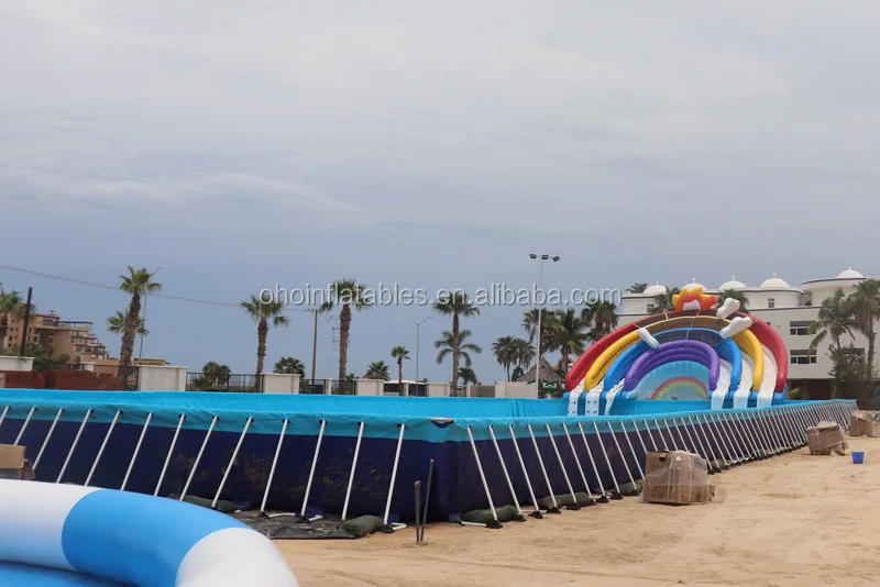 Cheap metal frame swimming pool commercial above ground steel frame pool