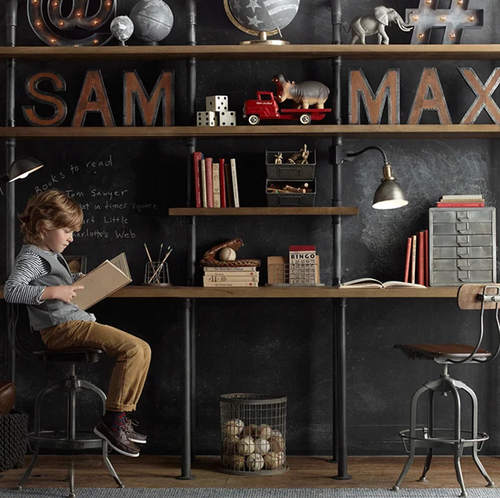 Modern design light luxury wrought metal iron frame pipe shape wall shelf