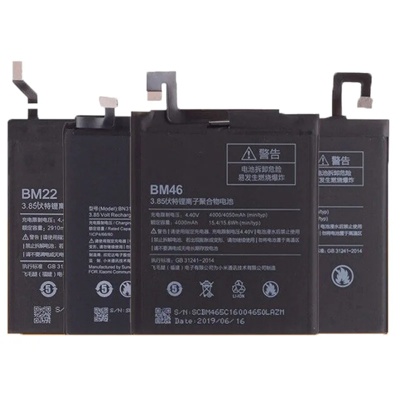 Li-Ion Battery for Xiaomi Redmi Note 2 3 4 4X 5 5A 6 7 PRO Bm42 Bm45 Bm46 Bn31 Bn41 Bn43 Bn45 Bn48 Bn4a Bm 46 Bn 31 41 43