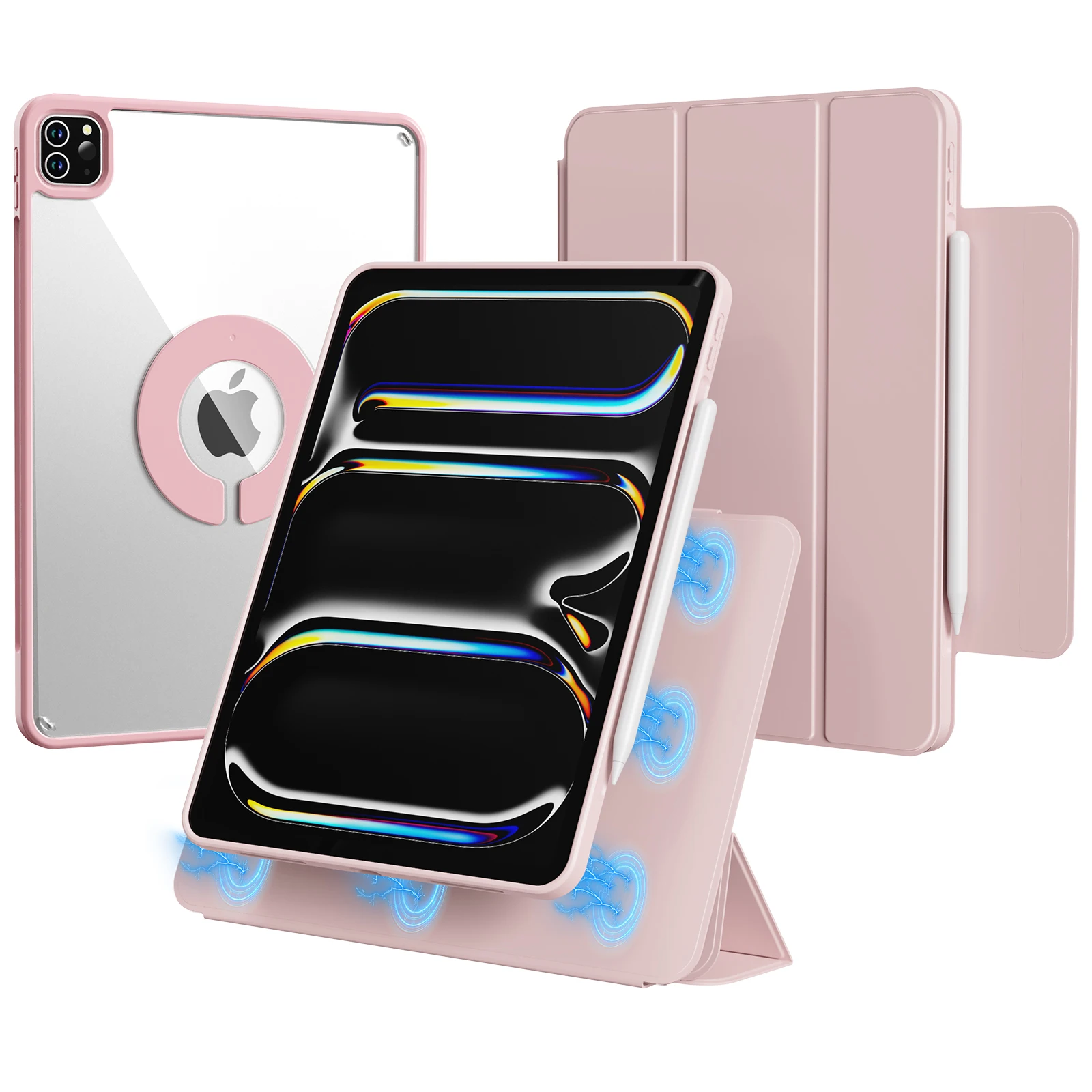 Новое поступление высокое качество мощная магнитная насадка тонкая Тройная подставка смарт-чехол для Apple iPad Pro 11(M4) 2024
