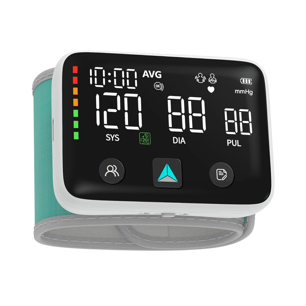 New 2024 Rechargeable Blood Pressure Monitor Large LED Display with Position Sensor & Voice Digital Wrist Blood Pressure Machine
