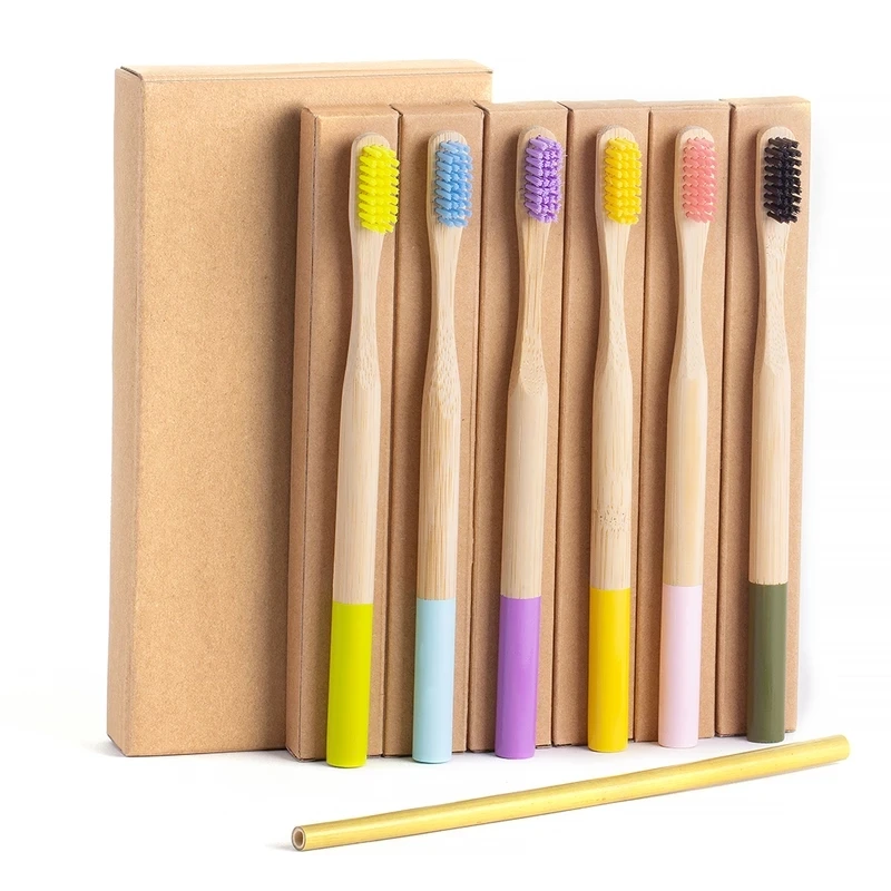Wholesale bamboo Bristles Eco Friendly Recyclable BPA Free 4 pack Biodegradable Vegan gift Organic Bamboo Toothbrush