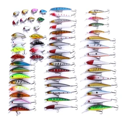 56PCS Mixed Hard Fishing Lure Set Assorted Bass Minnow Crankbait Fishing Lure Set Crankbait Tackle Pack Saltwater Freshwater