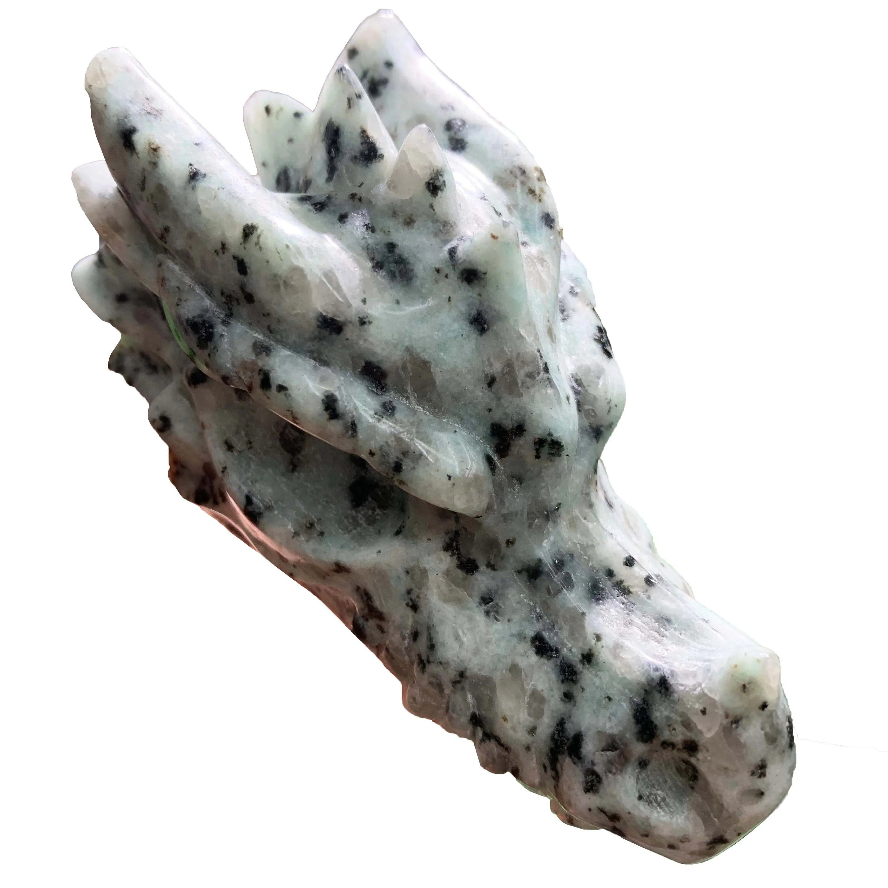 Natural hand carved crystal dragon skulls folk crafts kiwi jasper dragon head for decoration