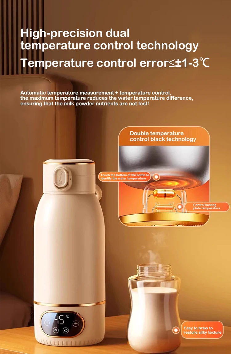 Portable Usb Rechargeable Baby Milk Bottle Warmer Touch Screen Design Safety Copper Lock NTC Sensor Baby Bottle Warmer