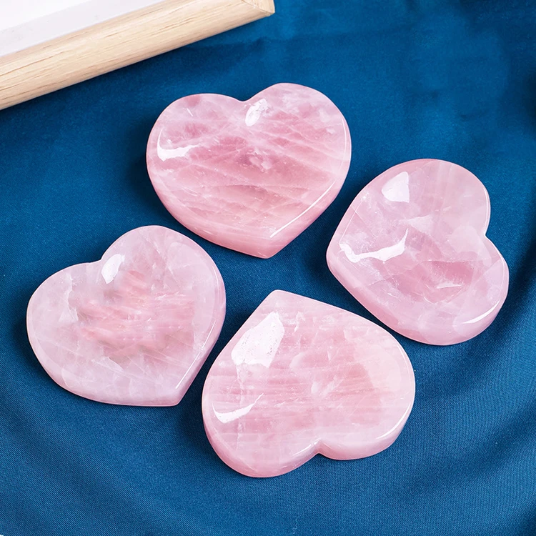 Rose Quartz Heart Shaped Natural Energy Healing Crystal Bowl Rose Quartz Heart Bowl For Home Decor Gift