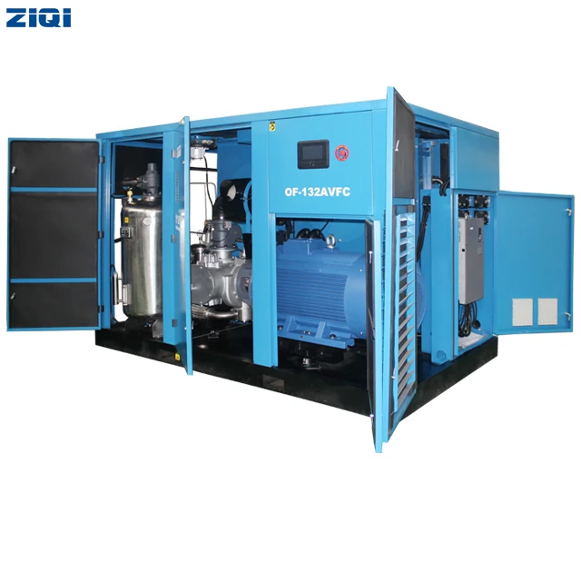 High work efficiency 132kw 7bar 8bar variable frequency water lubricated medical stationary air compressors air cooling machine