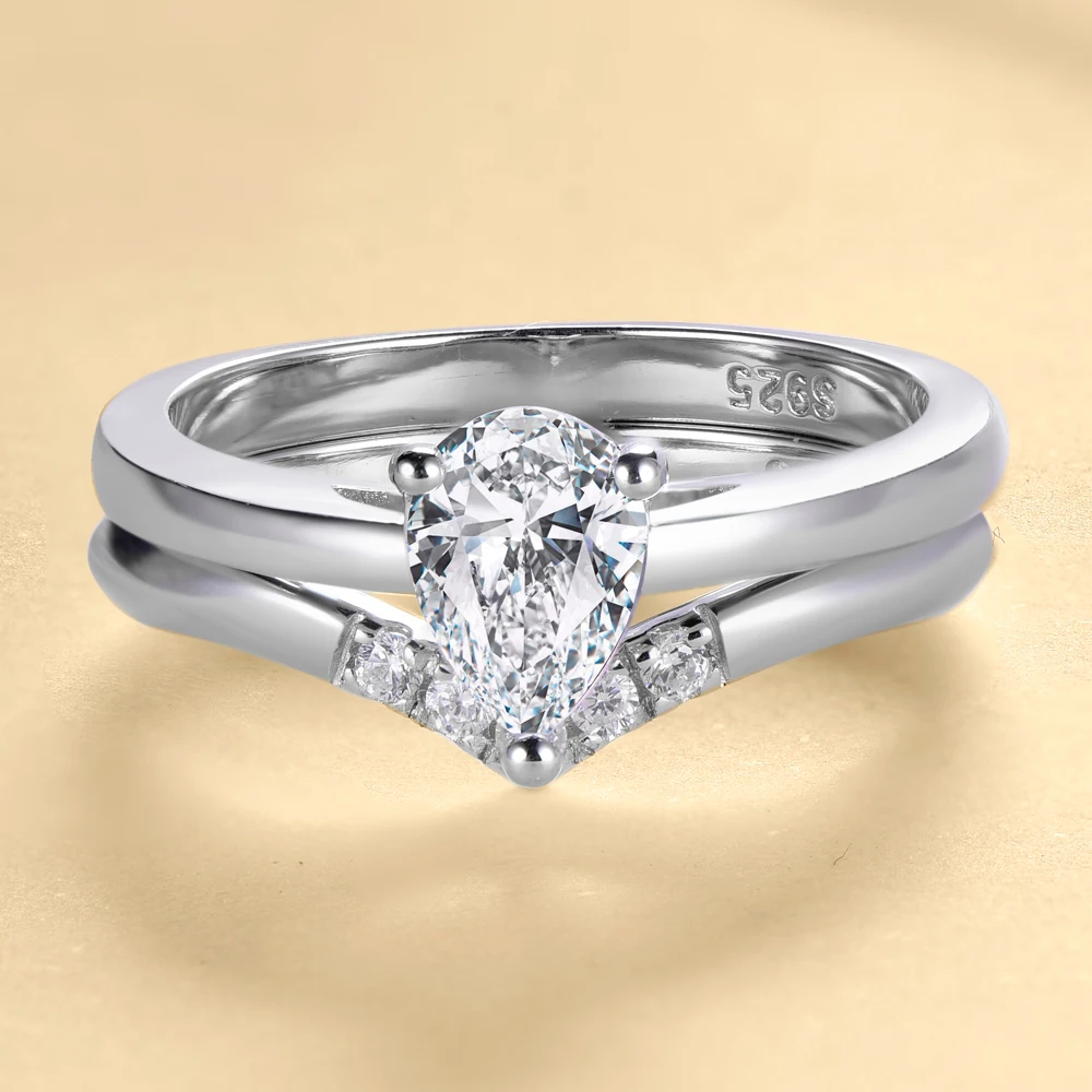 Fashion Rings For Women Pear Cut Ring Sterling Silver 925 Engagement Rings