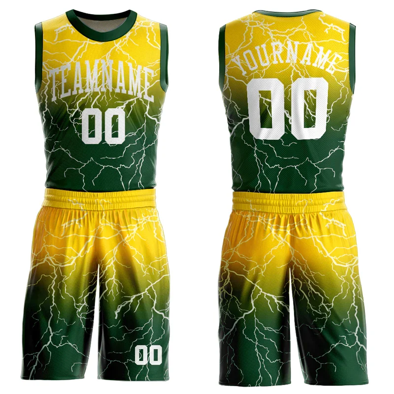 Wholesale College Basketball Jersey Design Name Brand 4xl Blank Green And Yellow Reversible Basketball Uniform
