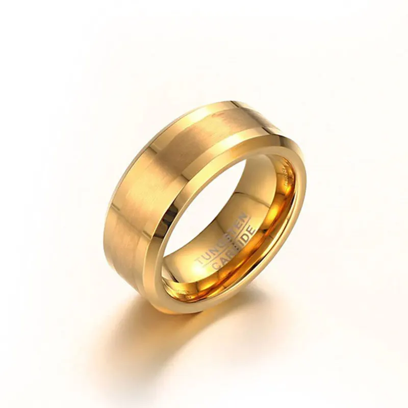 Кольцо Amiee ювелирные изделия оптом 8 мм 18K позолоченные вольфрамовые мужские обручальные кольца