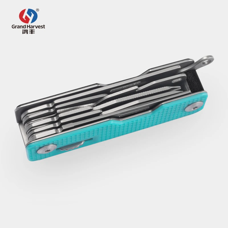 GHK Outdoor 10 in 1 Folding Multi Function Swiss Knife Pocket Knife with SIM Card Tool