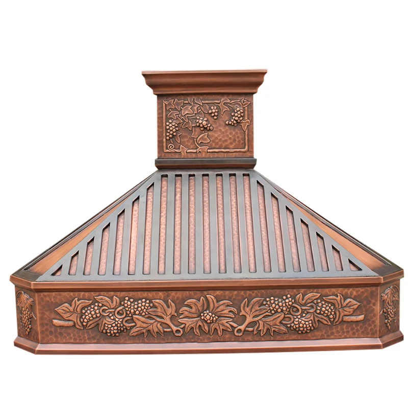 Винтажные капоты для кухни во французском стиле медные нисходящего кухонного прибора украшение с ручным молотком вытяжка дымохода