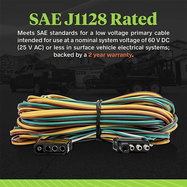 Комплект жгутов проводов для плоского прицепа 4 контакта Класс SAE J1128 4-ходовой плоский жгут комплектов подсветки лодок прицепов пвх