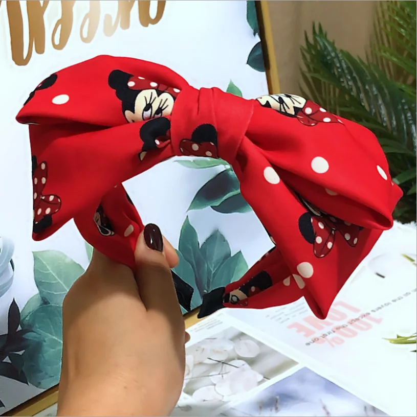 Головной убор с бантом, модная Милая мультяшная широкая повязка на голову с Минни для женщин