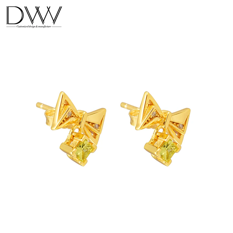 
Butterfly Knot Ear Ring 18K Gold Plated Stud Earring Geometric Silver Earring 