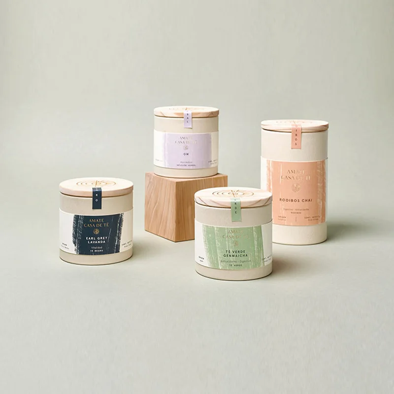 Custom Jar Tube Packaging Biodegradable Tea Kraft Paper Cardboard Tube For Powder With Customized Lid