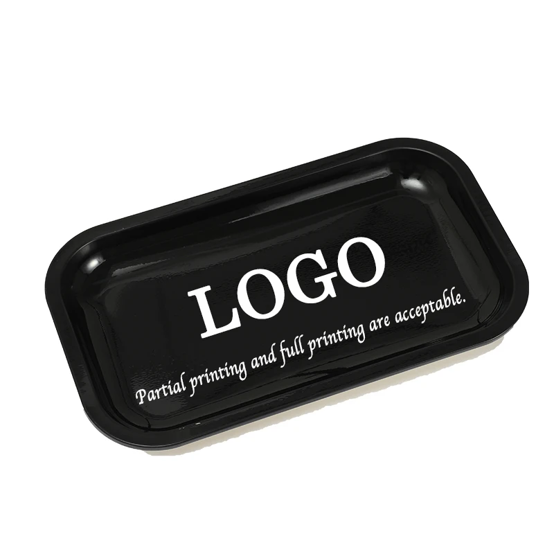 Оптовая продажа, дешевая цена, изготовленным на заказ логосом металлический оловянный лоток 27*16 см пустая сервировочный поднос табака лоток
