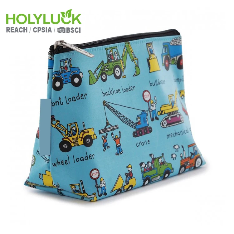 Women small makeup bag travel funny storage toiletry bag kids cartoon car makeup kid toiletry bag with logo zip