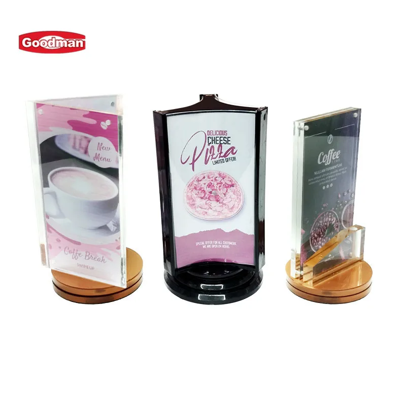 Multiple size rotating  style plastic acrylic menu sign holder restaurant table menu holder