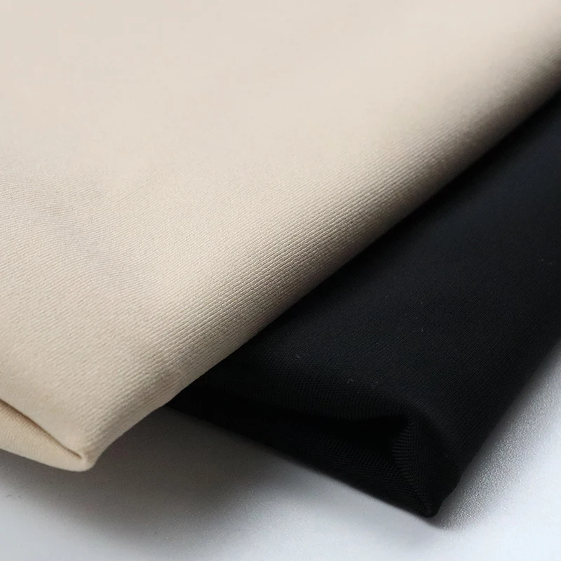 Double-sided plain weave nylon 82% spandex 18% stretch fabric 40/30N elastane weft knitted high elastic half light tight pants