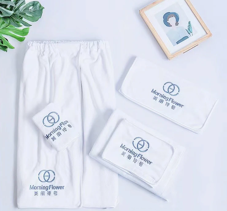 100*200cm Large Spa microfiber body wrap skirt beauty headband cosmetic custom spa logo massage bed cover bath sheet with hole