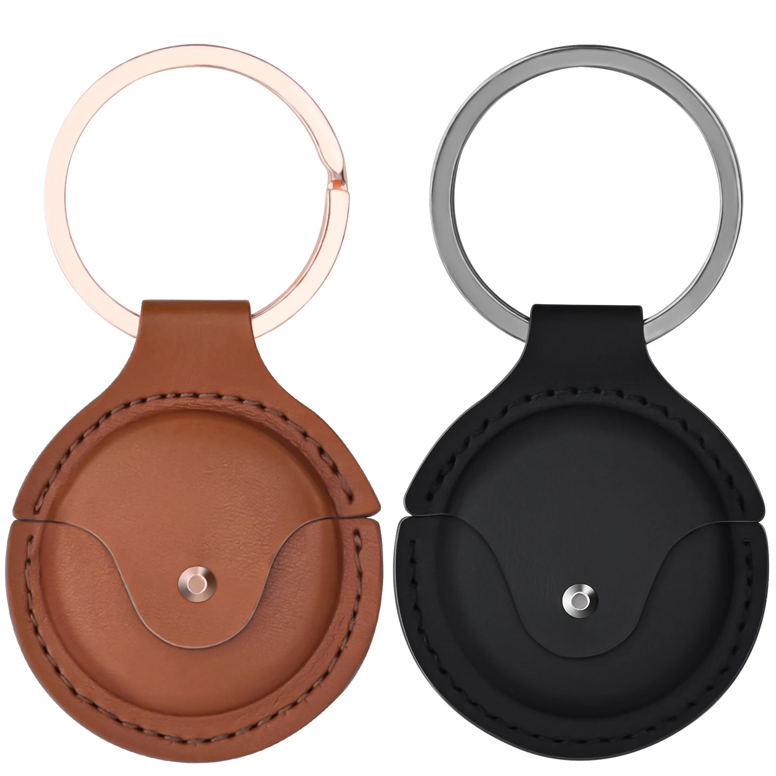 Metal keychain ring pet collar air tags accessories protective pu leather case cover for apple airtags